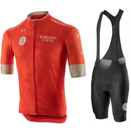 2020 UAE Tour Fahrradbekleidung Kurzamtrikot+Trägerhose kurz Orange