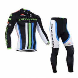 2014 Cannondale Fahrradbekleidung Radtrikot Satz Langarm und Lange Radhose weiß grün blau 8BL7A