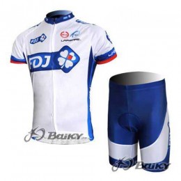 FDJ-BigMat Pro Team Radbekleidung Radtrikot Kurzarm und Fahrradhosen Kurz weiß blau SE96K