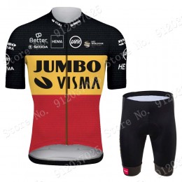 Jumbo Visma Belgium 2021 Team Fahrradbekleidung Radtrikot Satz Kurzarm+Kurz Radhose JF3k2y