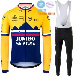 Winter Fleece Jumbo Visma SLovenia Pro Team 2021 Fahrradbekleidung Radtrikot Langarm+Lang Radhose Online IfRysv