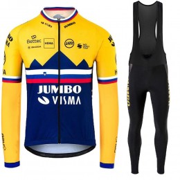 Jumbo Visma SLovenia Pro Team 2021 Fahrradbekleidung Radtrikot Langarm+Lang Radhose Online cbNbkG