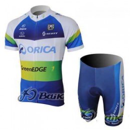 2013 Green Edge ORICA Fahrradkleidung Radsportbekleidung Kurzarm Trikot+Trägerhose Kurz blau ESBSK