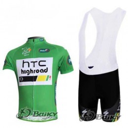 HTC-Highroad Pro Team Radbekleidung Radtrikot Kurzarm und Fahrradhosen Kurz Bib grün 4N4C1