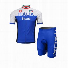2014 Italia Skoda Castelli Radbekleidung Radtrikot Kurzarm und Fahrradhosen Kurz 1UFBC