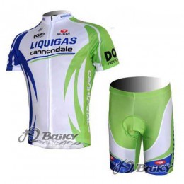 Liquigas Cannondale Pro Team Radbekleidung Radtrikot Kurzarm und Fahrradhosen Kurz grün weiß 4EJBK