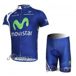 Movistar Teams Radbekleidung Radtrikot Kurzarm und Fahrradhosen Kurz blau 21C4H