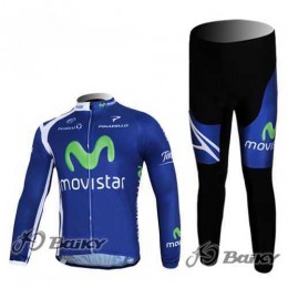 Movistar Teams Fahrradbekleidung Radtrikot Langarm+Lang Trägerhose blau YTEPH