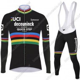 Deceuninck quick step 2021 UCI World Champion Fahrradbekleidung Radtrikot Langarm+Lang Trägerhose STECH