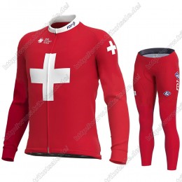 Swiss FDJ 2021 Fahrradbekleidung Radtrikot Langarm+Lang Trägerhose AWSOS