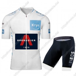 Team INEOS Grenadier 2021 Tour De France White Fahrradbekleidung Satz Fahrradtrikot Kurzarm Trikot Und Kurz Radhose KYOTN