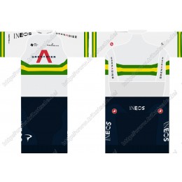 Team INEOS Grenadier 2021 UCI World Champion Fahrradbekleidung Satz Fahrradtrikot Kurzarm Trikot Und Kurz Radhose UBZPQ