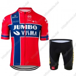 Jumbo Visma 2021 Norway Fahrradbekleidung Radteamtrikot Kurzarm+Kurz Radhose Kaufen VBMOD