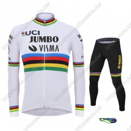Team Jumbo Visma UCI World Champion 2021 Fahrradbekleidung Radtrikot Langarm+Lang Trägerhose ZPAMI