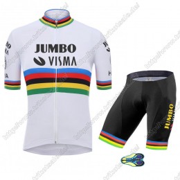 Team Jumbo Visma UCI World Champion 2021 Fahrradbekleidung Satz Fahrradtrikot Kurzarm Trikot Und Kurz Radhose ALYHA