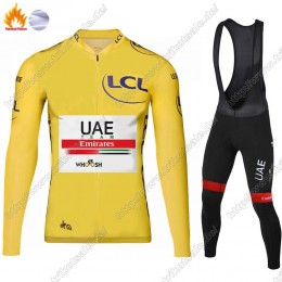 Winter Thermal Fleece UAE EMIRATES Tour De France 2021 Fahrradbekleidung Radtrikot Langarm+Lang Trägerhose YVQNS