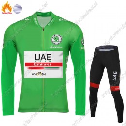 Winter Thermal Fleece UAE EMIRATES Tour De France 2021 Fahrradbekleidung Radtrikot Langarm+Lang Trägerhose IGUFW