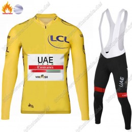 Winter Thermal Fleece UAE EMIRATES Tour De France 2021 Fahrradbekleidung Radtrikot Langarm+Lang Trägerhose CLQEN