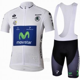 Movistar Tour de France weißte Fahrradbekleidung Radteamtrikot Kurzarm+Kurz Radhose Kaufen I8NOG
