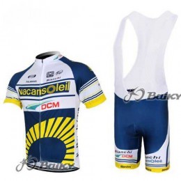 2012 Vacansoleil-DCM Fahrradbekleidung Radteamtrikot Kurzarm+Kurz Radhose Kaufen weiß blau gelb ADPSW