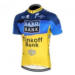 2013 Saxo Bank Tinkoff Pro Team outlet Fahrradtrikot Radsport blau gelb BC7GE