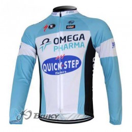 Omega Pharma Quick Step Pro Team Radtrikot Langarm blau weiß JMUKG
