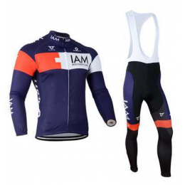 2014 IAM Scott Fahrradbekleidung Set Langarmtrikot+Lange Trägerhose blau YI5YY