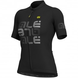 Damen Ale Solid Mirror-Schwarz grijs Fahrradbekleidung Radtrikot T3HYG